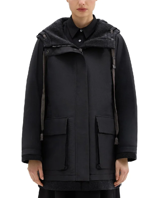 Women's Notched Lapel Blazers in Beige for a Timeless Outfit Theory Cyber Parka