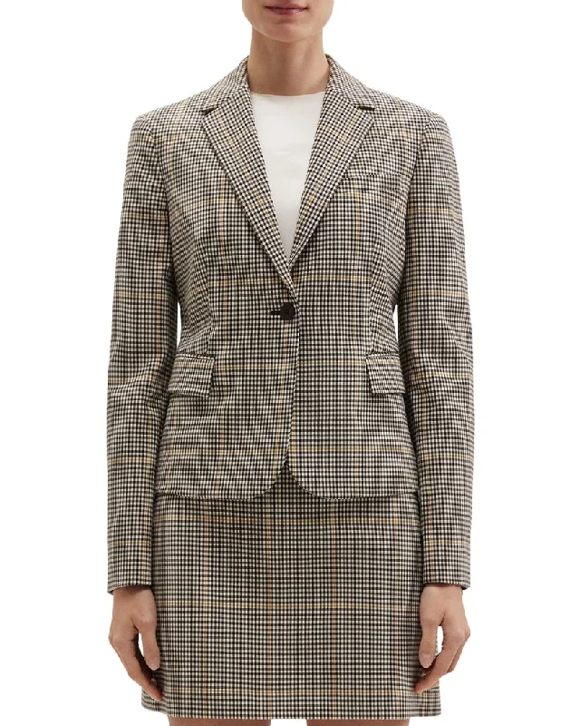 Plus Size Women's Embroidered Blazers in Floral Patterns for a Feminine Touch Theory Shrunken Blazer O.Dale Wool-Blend Blazer Plus Size Women's Embroidered Blazers in Floral Patterns for a Feminine Touch Theory Shrunken Blazer O.Dale Wool-Blend Blazer