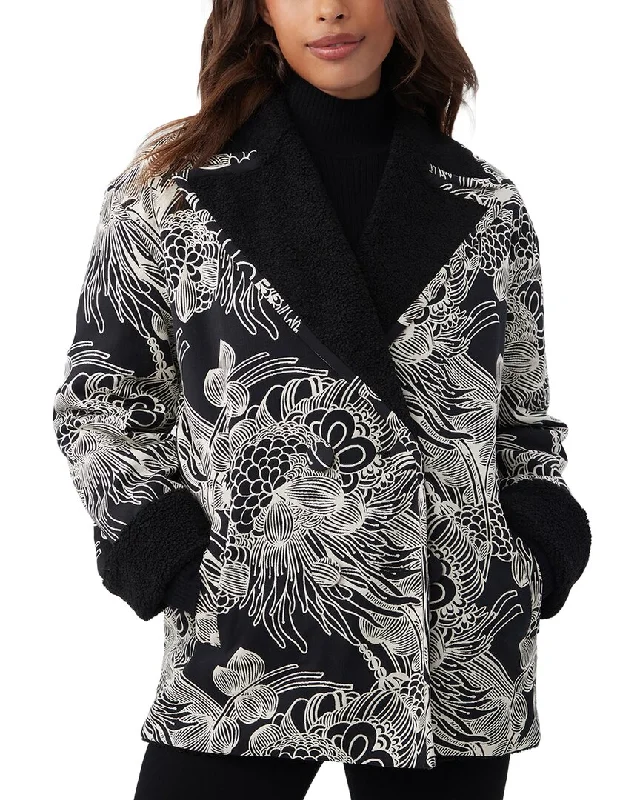 Single - Breasted Women's Tweed Blazers with Gold Buttons for a Classic Look Trina Turk Banks Coat Single - Breasted Women's Tweed Blazers with Gold Buttons for a Classic Look Trina Turk Banks Coat