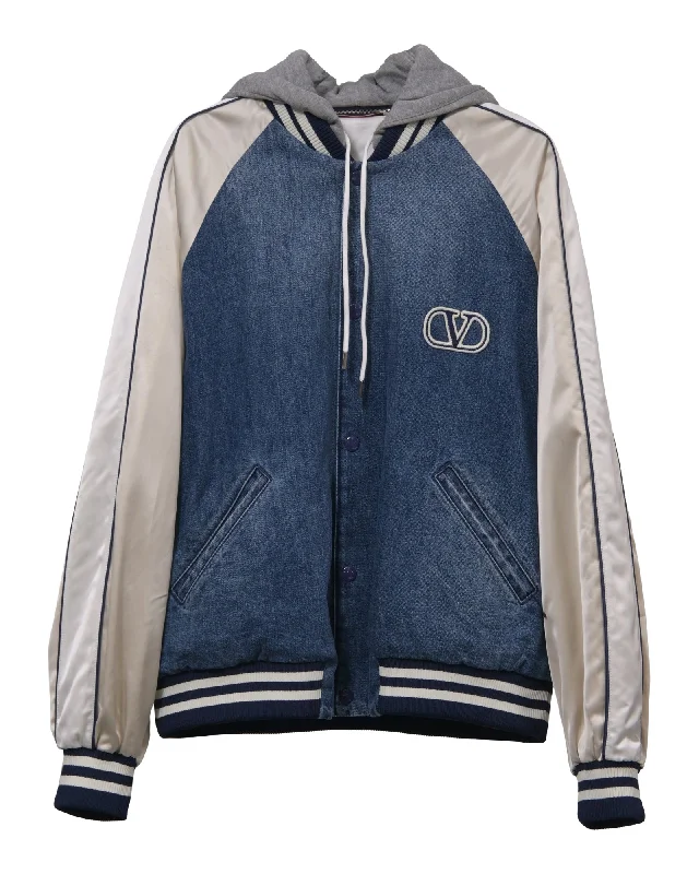 Valentino Bomber Jacket in Blue Denim