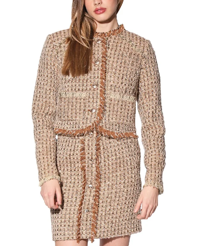 Single - Breasted Women's Corduroy Blazers in Mustard Yellow for an Autumn Vibe Walter Baker Irene Boxy Fit Wool-Blend Jacket