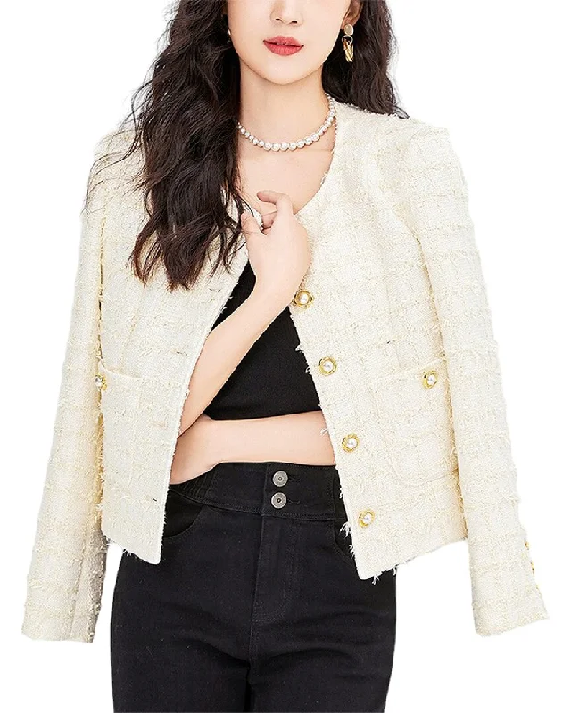 Plus Size Women's Military - Inspired Blazers with Gold Accents for a Bold Look WLZD Wool-Blend Blazer Plus Size Women's Military - Inspired Blazers with Gold Accents for a Bold Look WLZD Wool-Blend Blazer