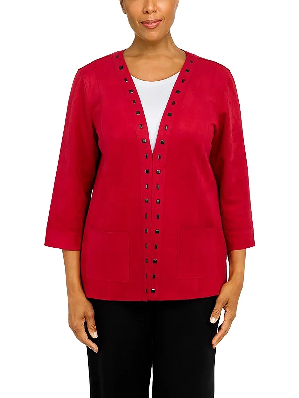 Women's Belted Blazers in Camel Color for a Sophisticated Outfit Womens Faux Suede Studded Collarless Blazer Women's Belted Blazers in Camel Color for a Sophisticated Outfit Womens Faux Suede Studded Collarless Blazer