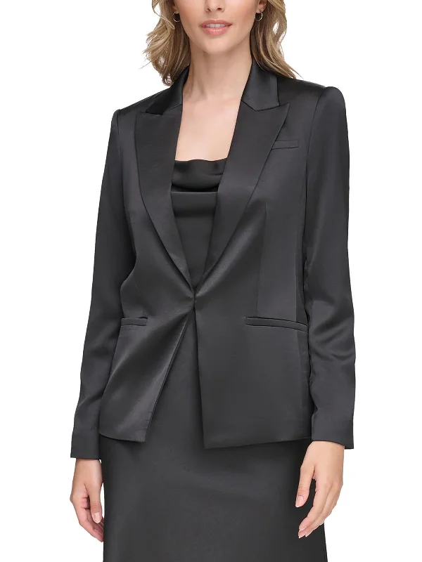 Plus Size Women's Sequin - Embellished Blazers in Silver for a Glamorous Party Womens Satin Suit Separate One-Button Blazer Plus Size Women's Sequin - Embellished Blazers in Silver for a Glamorous Party Womens Satin Suit Separate One-Button Blazer