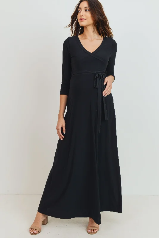 Maxi dresses with cut - out details on the sides for a modern edge Tie Front Maternity/Nursing Wrap Maxi Dress Maxi dresses with cut - out details on the sides for a modern edge Tie Front Maternity/Nursing Wrap Maxi Dress