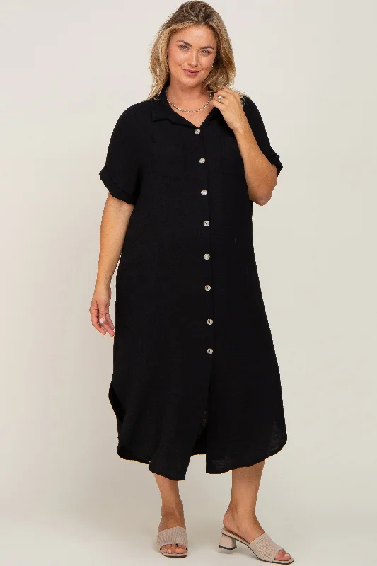 Sequined maxi dresses for formal evening galas Black Button Down Hi Low Maternity Plus Maxi Dress Sequined maxi dresses for formal evening galas Black Button Down Hi Low Maternity Plus Maxi Dress