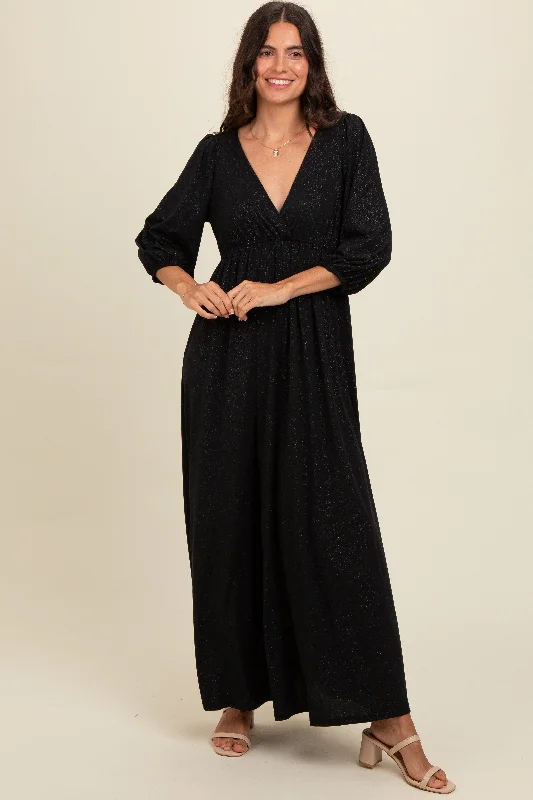 Maxi dresses with a pleated skirt for a timeless and elegant appearance Black Glitter V-Neck Maxi Dress Maxi dresses with a pleated skirt for a timeless and elegant appearance Black Glitter V-Neck Maxi Dress