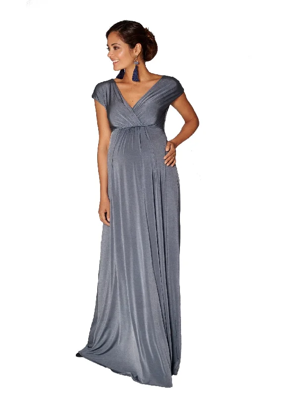 Maxi dresses with balloon sleeves for a vintage - inspired style Francesca Maternity Maxi Dress - Steel Blue Maxi dresses with balloon sleeves for a vintage - inspired style Francesca Maternity Maxi Dress - Steel Blue