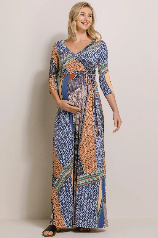 Maxi dresses with beaded embellishments for a fancy and luxurious event Geo Print Maternity/Nurisng Wrap Maxi Dress Maxi dresses with beaded embellishments for a fancy and luxurious event Geo Print Maternity/Nurisng Wrap Maxi Dress
