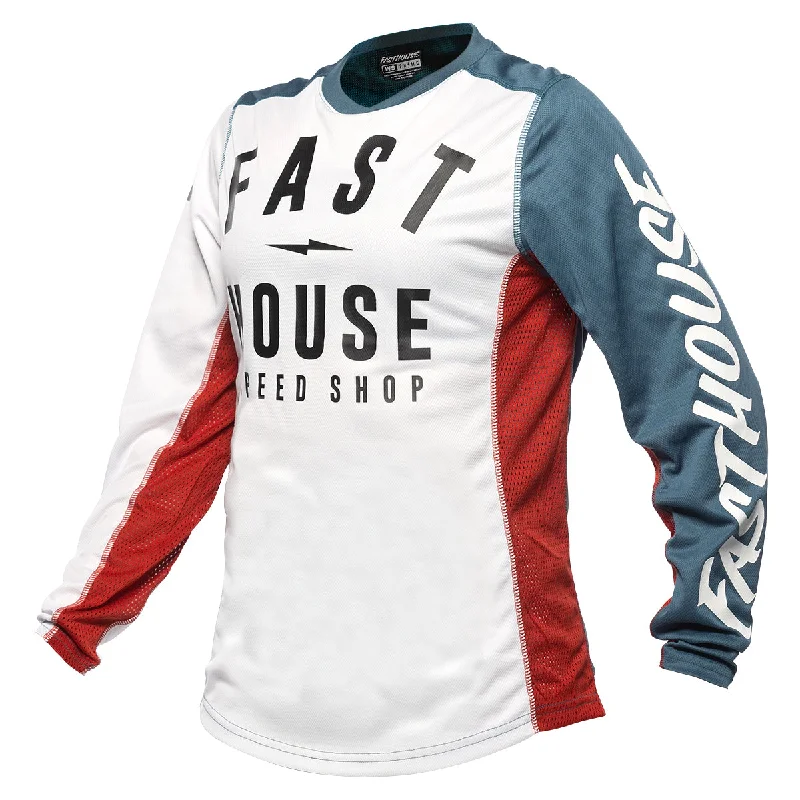 Women's jersey with a printed pattern like stripes Grindhouse Anthem Women's Jersey - White/Teal