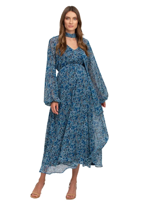 Polyester maxi dresses for easy - care and durability Isabella Maternity Maxi Dress - Pottery Disty Polyester maxi dresses for easy - care and durability Isabella Maternity Maxi Dress - Pottery Disty