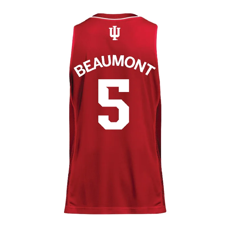 Women's jersey with moisture - wicking fabric for sports Indiana Hoosiers Adidas Crimson Women's Basketball Student Athlete Jersey #5 Lenee Beaumont Women's jersey with moisture - wicking fabric for sports Indiana Hoosiers Adidas Crimson Women's Basketball Student Athlete Jersey #5 Lenee Beaumont