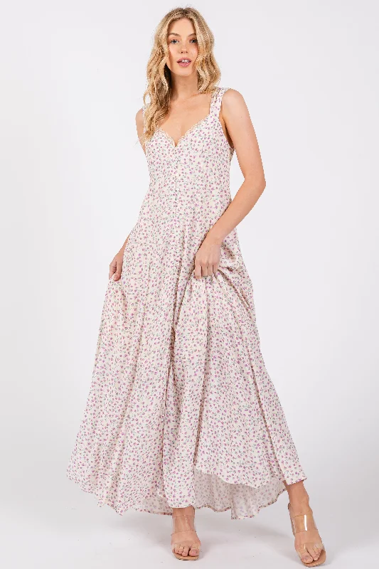 Maxi dresses with embroidered floral motifs for a unique design Lavender Floral Button Down Maxi Dress Maxi dresses with embroidered floral motifs for a unique design Lavender Floral Button Down Maxi Dress