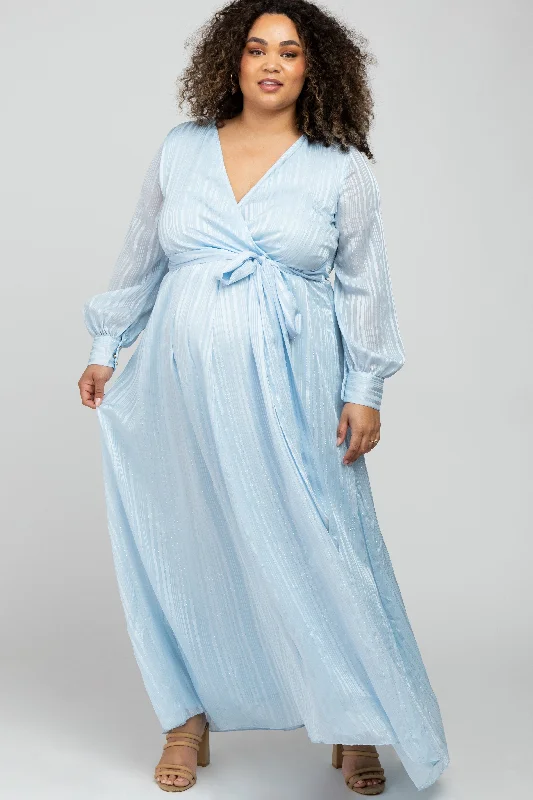 Denim maxi dresses with frayed hems for a casual look Light Blue Sparkle Chiffon Plus Maternity Maxi Dress Denim maxi dresses with frayed hems for a casual look Light Blue Sparkle Chiffon Plus Maternity Maxi Dress