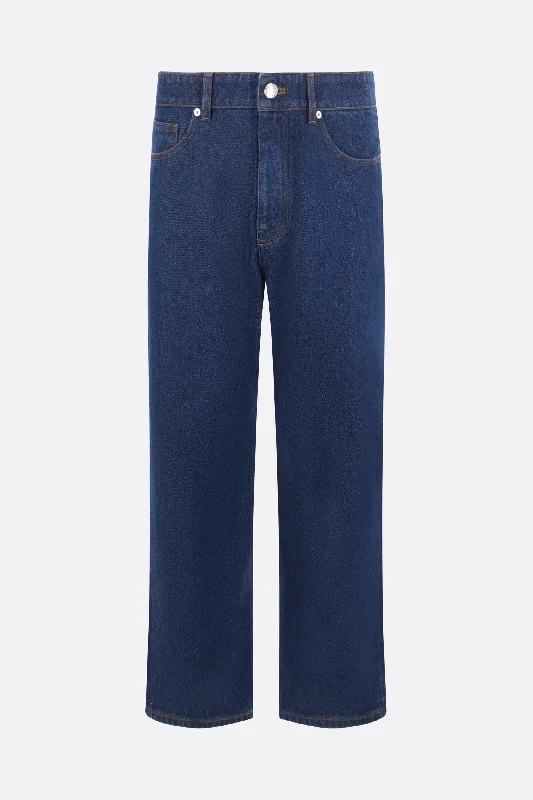 straight-leg denim jeans