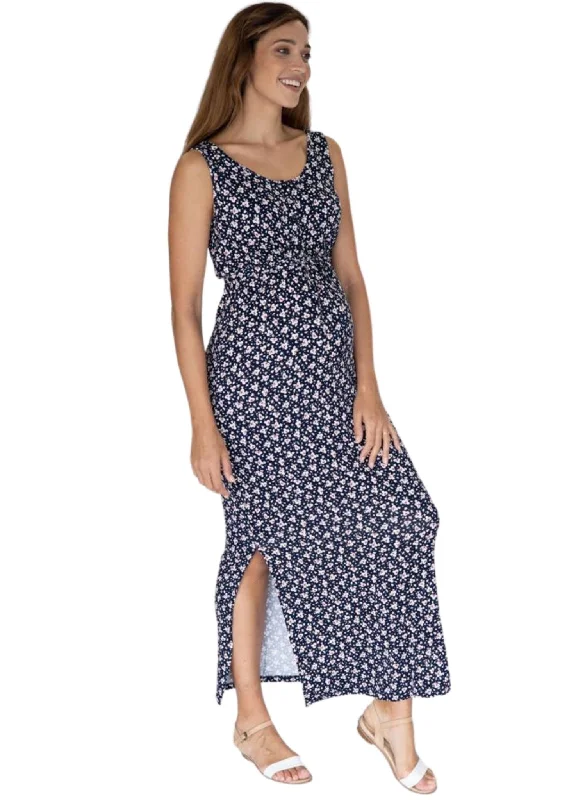 Strapless maxi dresses for a beachside vacation Maternity & Nursing Maxi Dress - Navy Print Strapless maxi dresses for a beachside vacation Maternity & Nursing Maxi Dress - Navy Print