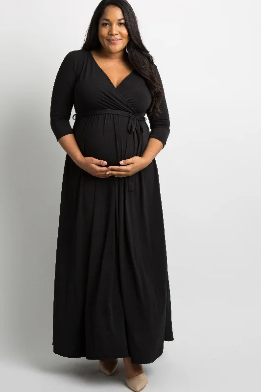 Maxi dresses with a cinched waist for a defined silhouette PinkBlush Black Sash Tie Wrap Plus Maternity Maxi Dress Maxi dresses with a cinched waist for a defined silhouette PinkBlush Black Sash Tie Wrap Plus Maternity Maxi Dress