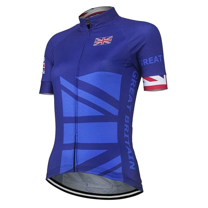 Women's jersey with side slits for added mobility Women's Great Britain Cycling Jersey Women's jersey with side slits for added mobility Women's Great Britain Cycling Jersey