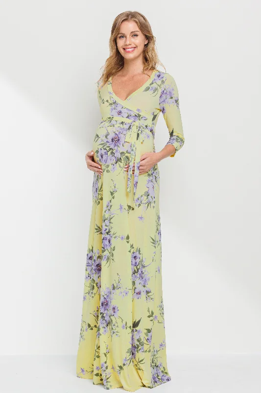 Leather maxi dresses for an edgy and bold appearance Yellow Floral Maternity/Nursing Maxi Dress Leather maxi dresses for an edgy and bold appearance Yellow Floral Maternity/Nursing Maxi Dress