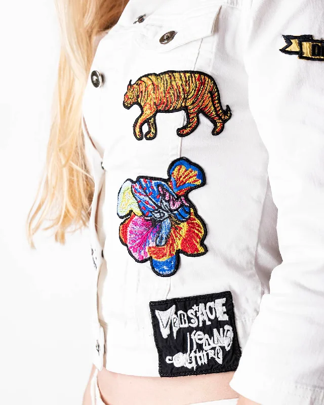 Embroidered Denim Top with Intricate Patterns 2000s Versace Jeans Embroidered Denim Jacket XS Embroidered Denim Top with Intricate Patterns 2000s Versace Jeans Embroidered Denim Jacket XS