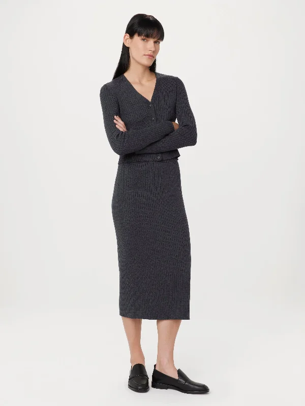Leather - look skirts for a trendy style The Merino Sweater Skirt in Charcoal Grey