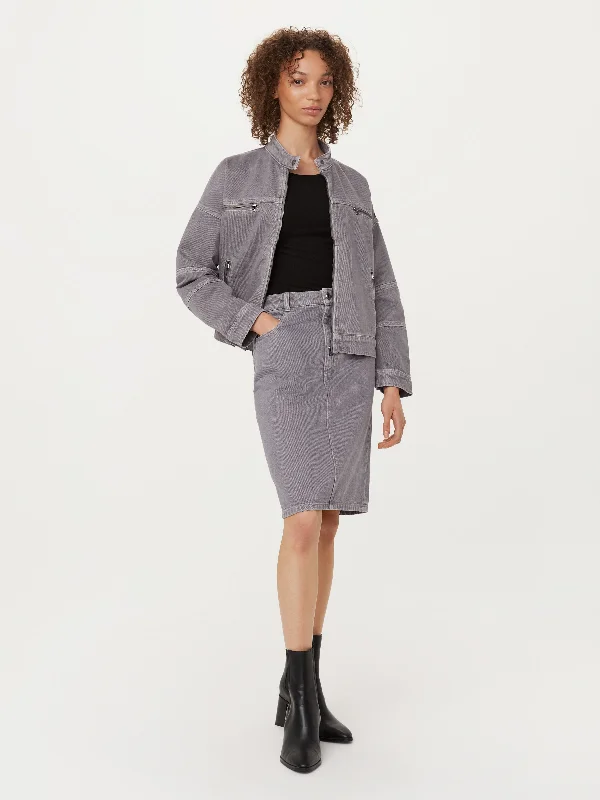Skirts with a side zipper The Denim Midi Skirt in Light Grey