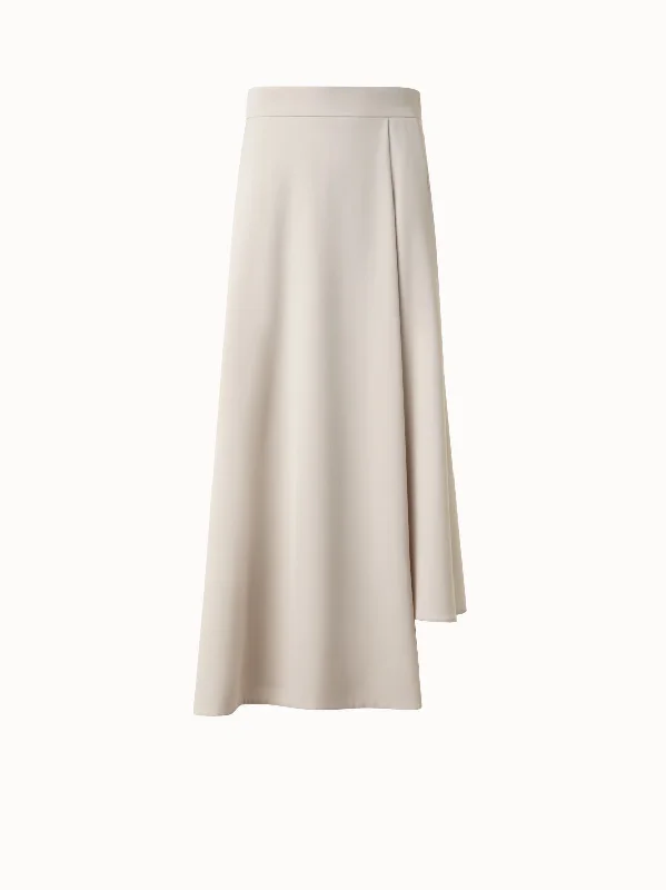 Skirts with decorative buttons Asymmetrical Midi Skirt in Wool Gabardine