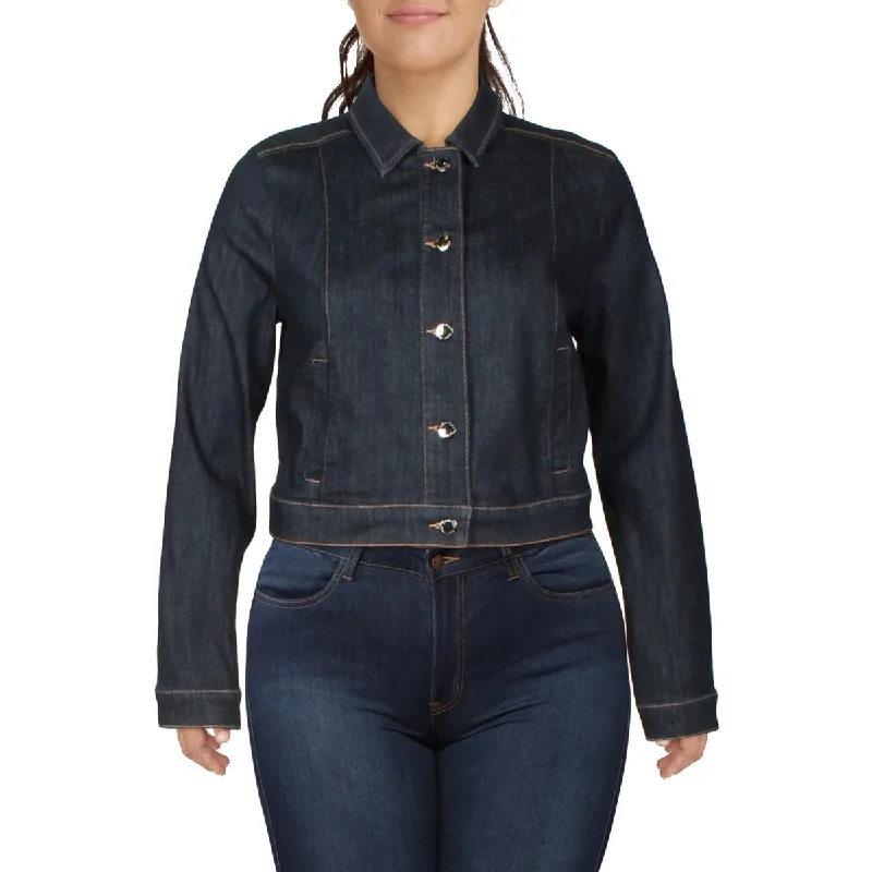 Denim Top for a Music Festival with a Rock - n - Roll Vibe Womens Jean Short Denim Jacket