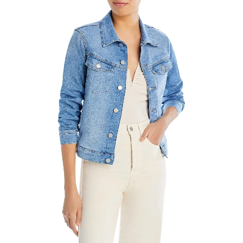 Embroidered Denim Top with Intricate Patterns Vika Womens Trucker Cold Weather Denim Jacket