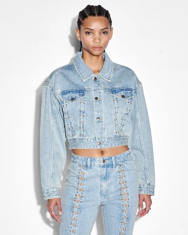 Long - Sleeve Denim Top for Cold Weather Layering BILLIE JACKET DOVE LACED