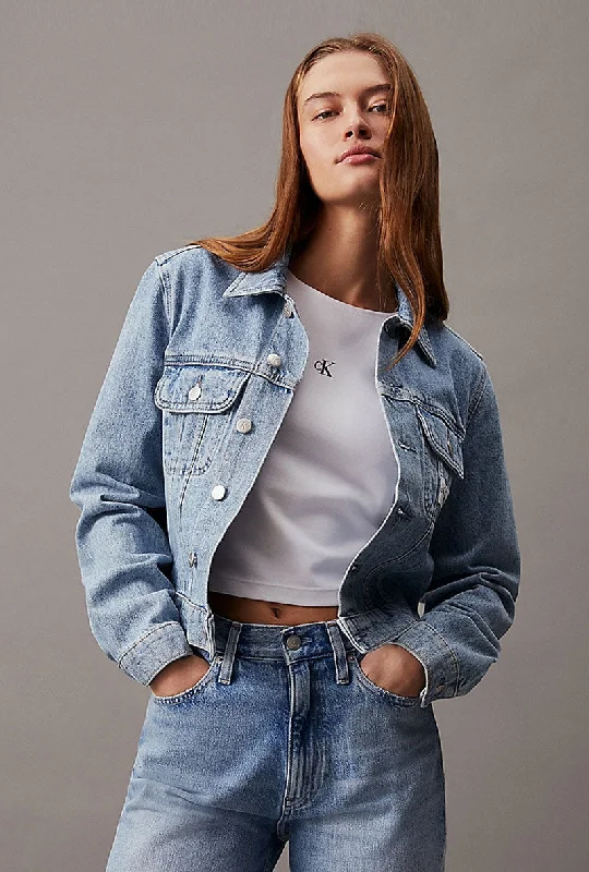 Distressed Denim Top for a Trendy and Edgy Look CALVIN KLEIN DENIM JACKET