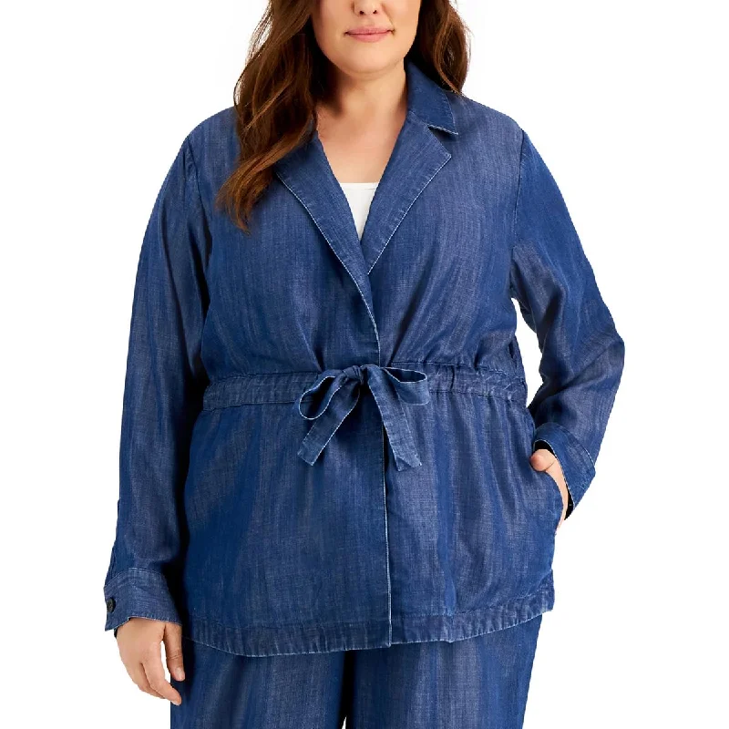 Patchwork Denim Top with a Unique and Artistic Appeal Calvin Klein Womens Plus Belted Cold Weather Denim Jacket Patchwork Denim Top with a Unique and Artistic Appeal Calvin Klein Womens Plus Belted Cold Weather Denim Jacket