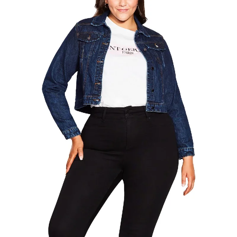 Cropped Denim Top to Pair with High - Waisted Bottoms City Chic Womens Lightweight Cropped Denim Jacket Cropped Denim Top to Pair with High - Waisted Bottoms City Chic Womens Lightweight Cropped Denim Jacket