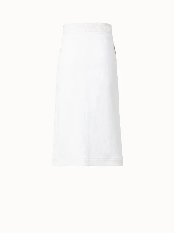 Skirts for a business trip Cotton Denim A-Line Skirt with Tweed Detail