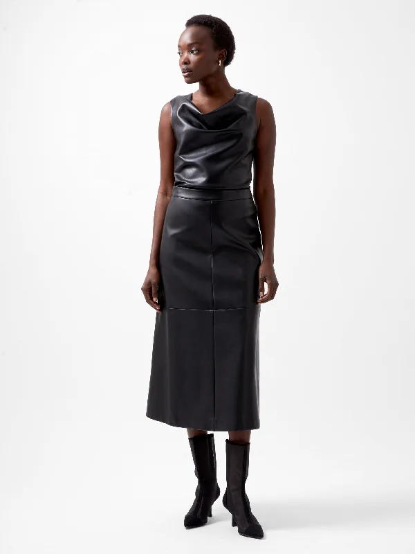 Skirts for cocktail parties Crolenda PU Midi Skirt