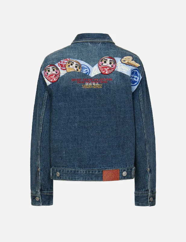 Denim Top with a Belted Waist for a Defined Silhouette Daruma Daicock Denim Jacket Denim Top with a Belted Waist for a Defined Silhouette Daruma Daicock Denim Jacket