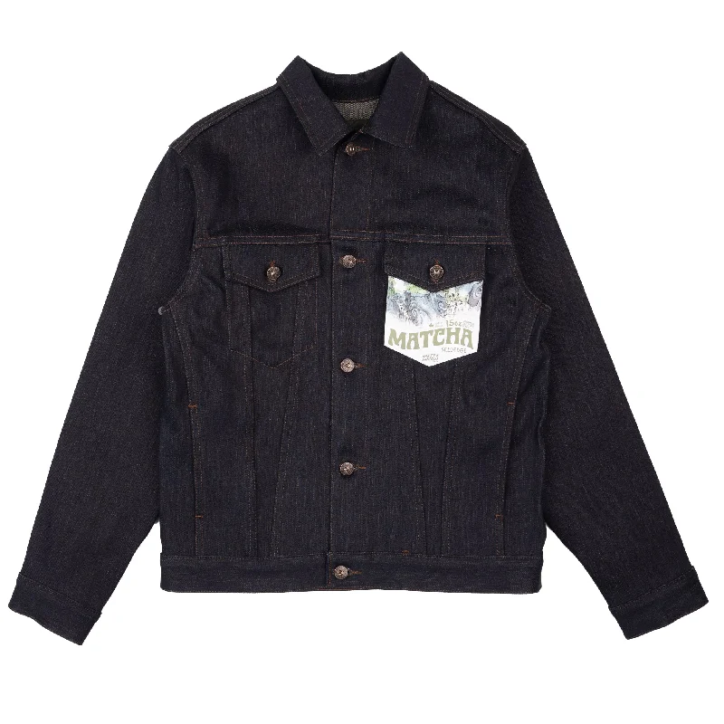 Denim Top with a Peplum Hem for a Flirty and Feminine Look Denim Jacket - Matcha Selvedge Denim Top with a Peplum Hem for a Flirty and Feminine Look Denim Jacket - Matcha Selvedge