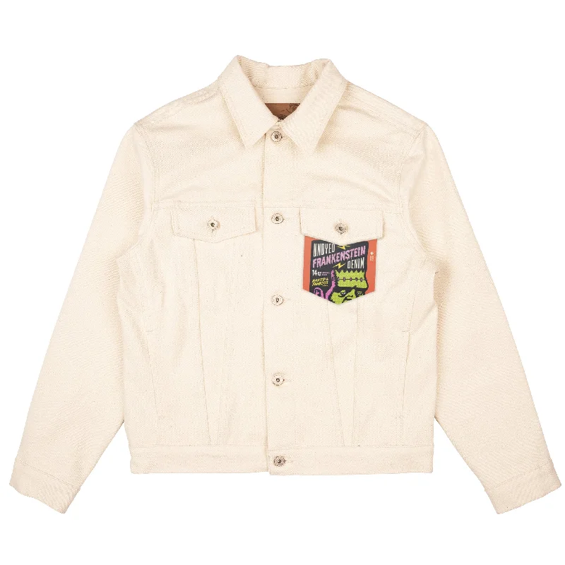 Denim Top for a Beachside Picnic with a Laid - Back Style Denim Jacket - Undyed Frankenstein Denim Denim Top for a Beachside Picnic with a Laid - Back Style Denim Jacket - Undyed Frankenstein Denim