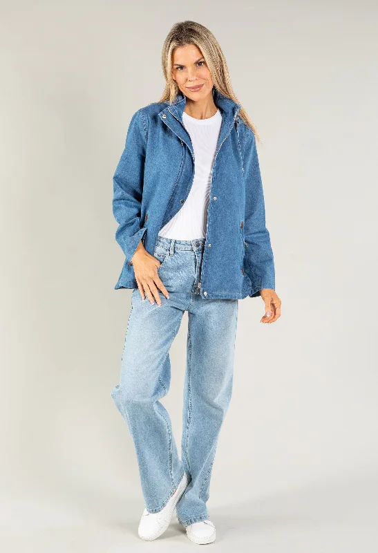 Ripped Denim Top for a Rebellious Fashion Statement Denim Zip Up Jacket