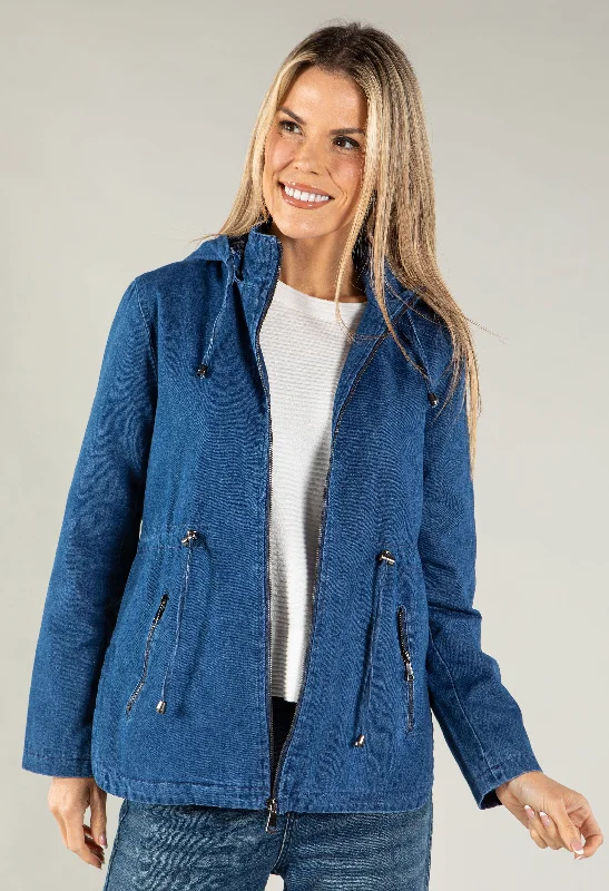 Button - Down Denim Top with a Classic Design Denim Zip Up Jacket