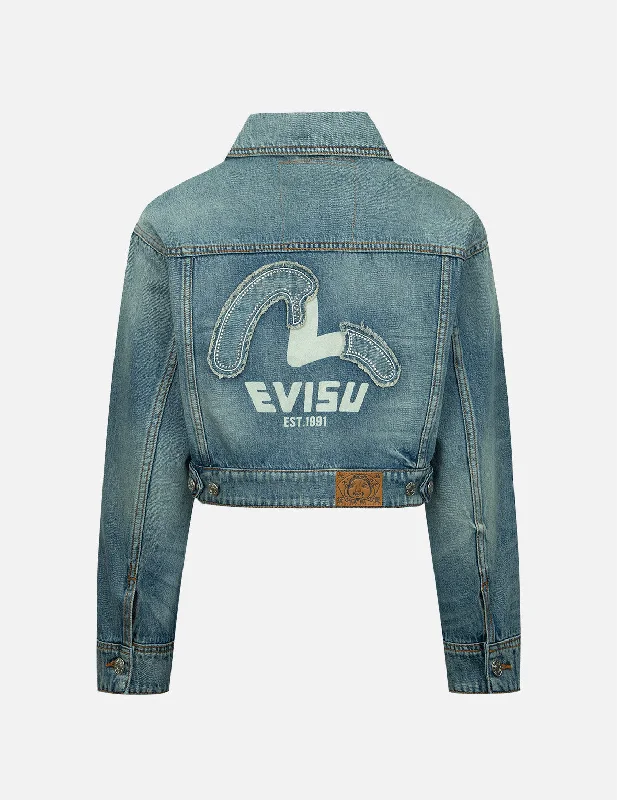Denim Top with a Metallic Accent for a Shiny Look Embellished Denim Seagull Appliqué Denim Jacket Denim Top with a Metallic Accent for a Shiny Look Embellished Denim Seagull Appliqué Denim Jacket