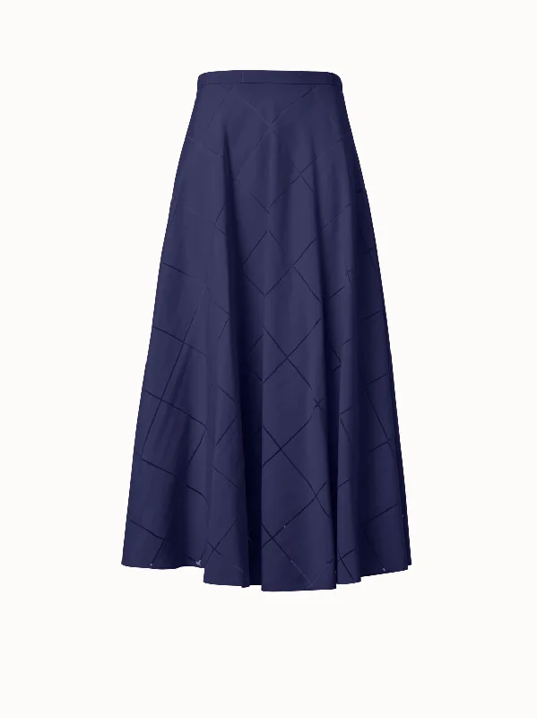 Skirts with a handkerchief hem Flared Midi Skirt in Window Plaid