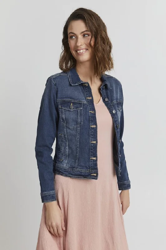 Denim Top with a Collared Neckline for a Preppy Style Fransa True blue denim jacket 20609041 Denim Top with a Collared Neckline for a Preppy Style Fransa True blue denim jacket 20609041