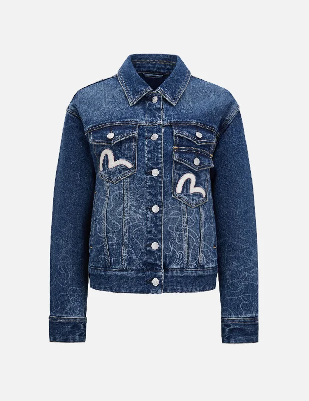 Ripped Denim Top for a Rebellious Fashion Statement Gradated Laser-print Denim Jacket Ripped Denim Top for a Rebellious Fashion Statement Gradated Laser-print Denim Jacket