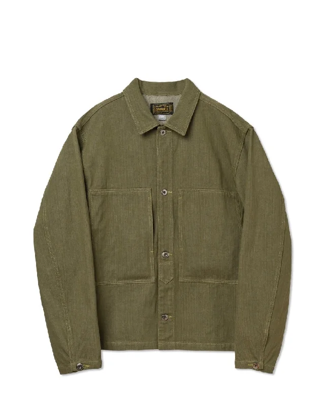 Patchwork Denim Top with a Unique and Artistic Appeal Green Denim Jacket
