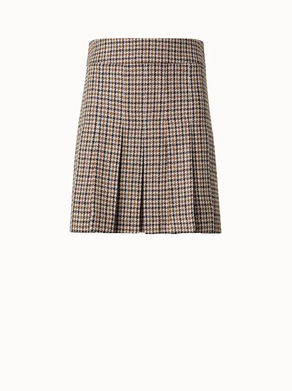 Skirts for a beach wedding Houndstooth Mini Skirt with Pleats