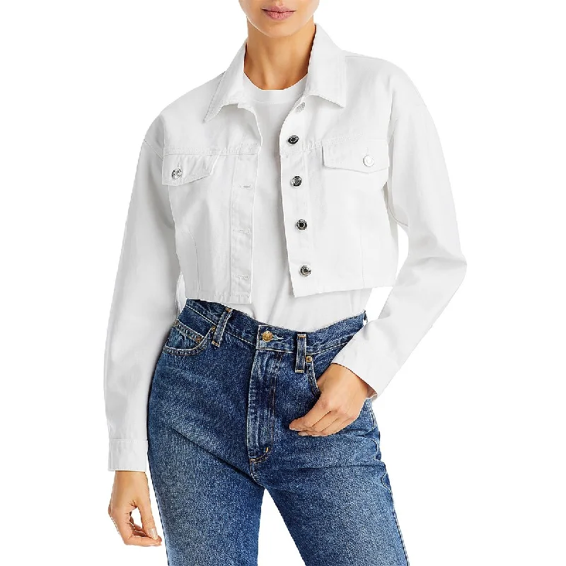 Plus - Size Denim Top for a Comfortable and Stylish Fit IRO Womens Mylene Cropped Button-Down Denim Jacket Plus - Size Denim Top for a Comfortable and Stylish Fit IRO Womens Mylene Cropped Button-Down Denim Jacket
