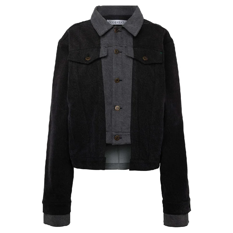 Denim Top with a Belted Waist for a Defined Silhouette Layered Denim Jacket