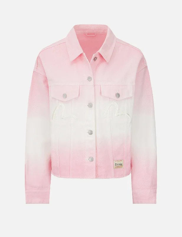 Oversized Denim Top for a Relaxed and Casual Vibe Logo Appliqué Tie-dyed Denim Jacket Oversized Denim Top for a Relaxed and Casual Vibe Logo Appliqué Tie-dyed Denim Jacket