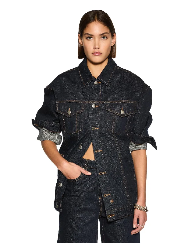 Patchwork Denim Top with a Unique and Artistic Appeal LONGLINE TRUCKER ORIGINAL